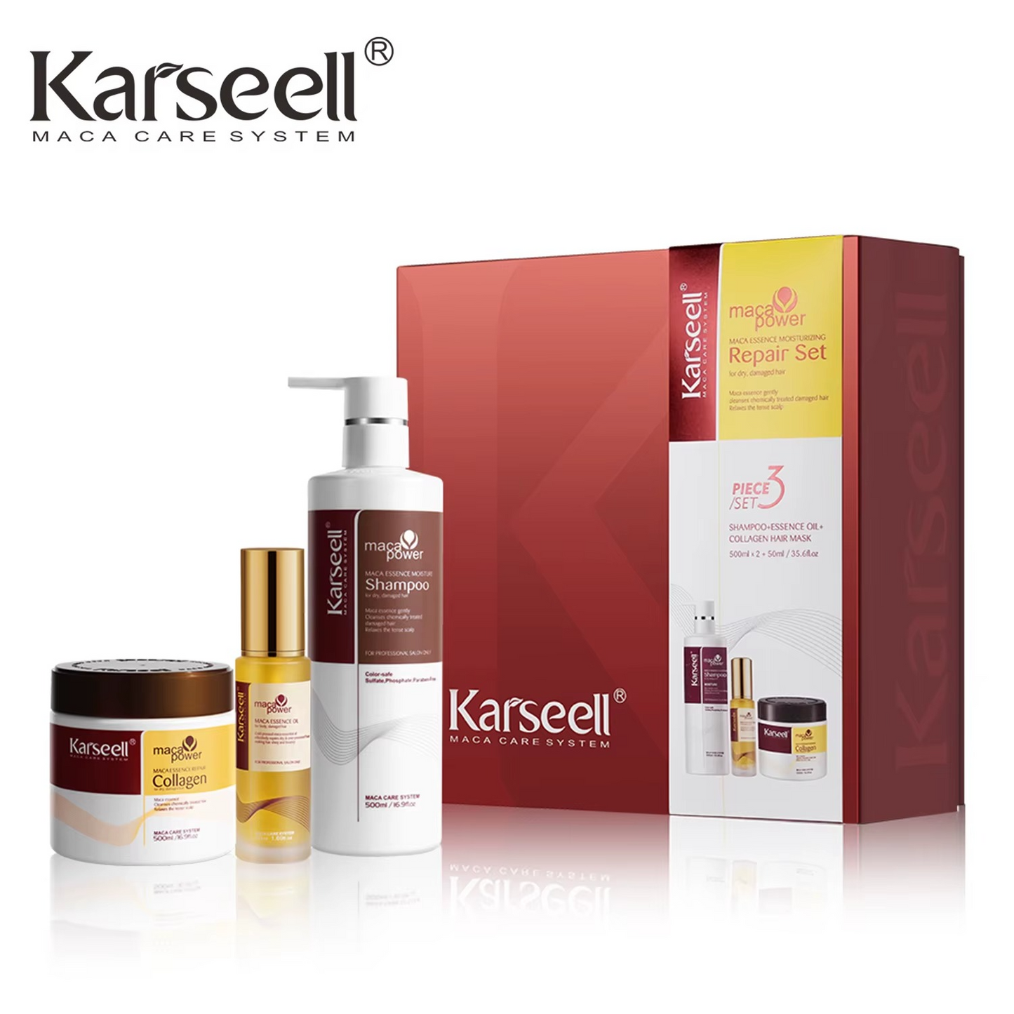 Karseell 3pcs Set Collagen Hair Mask + Argan Oi + Hair Shampoo