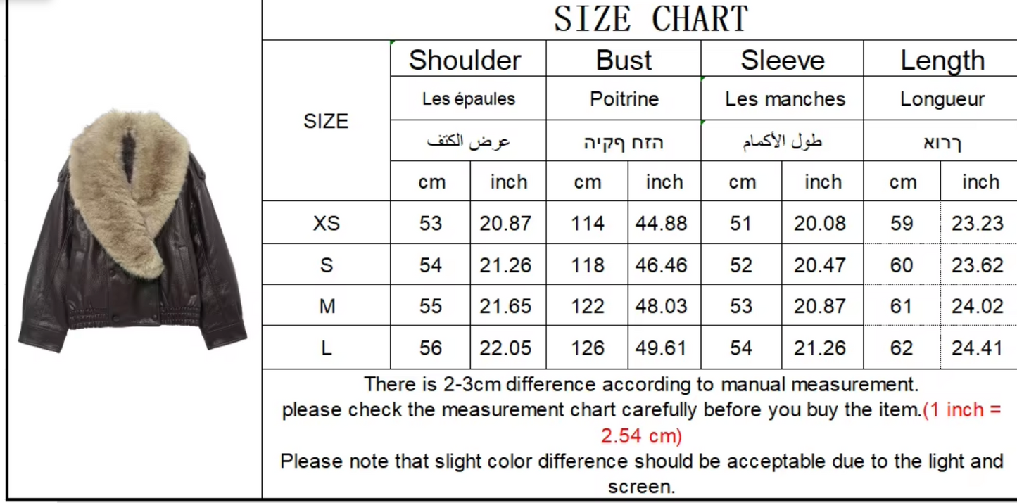 Winter 2025 Oversized Faux Leather Coat with Removable Fur Collar – High-Street Double-Breasted Jacket