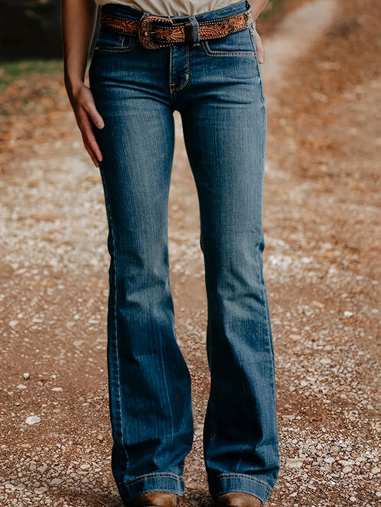 Vintage Bootcut Flared Jeans – High Waist Washed Denim