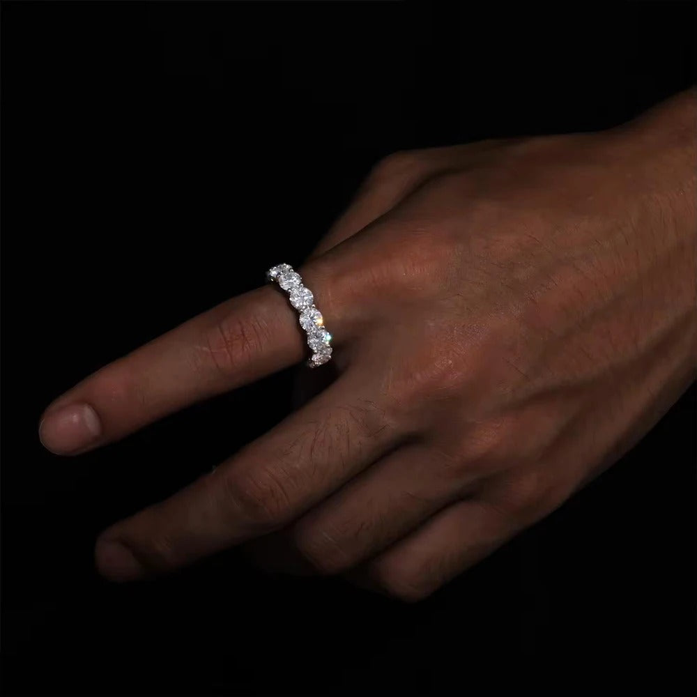 3mm D Color Moissanite Row Ring – 925 Sterling Silver Diamond