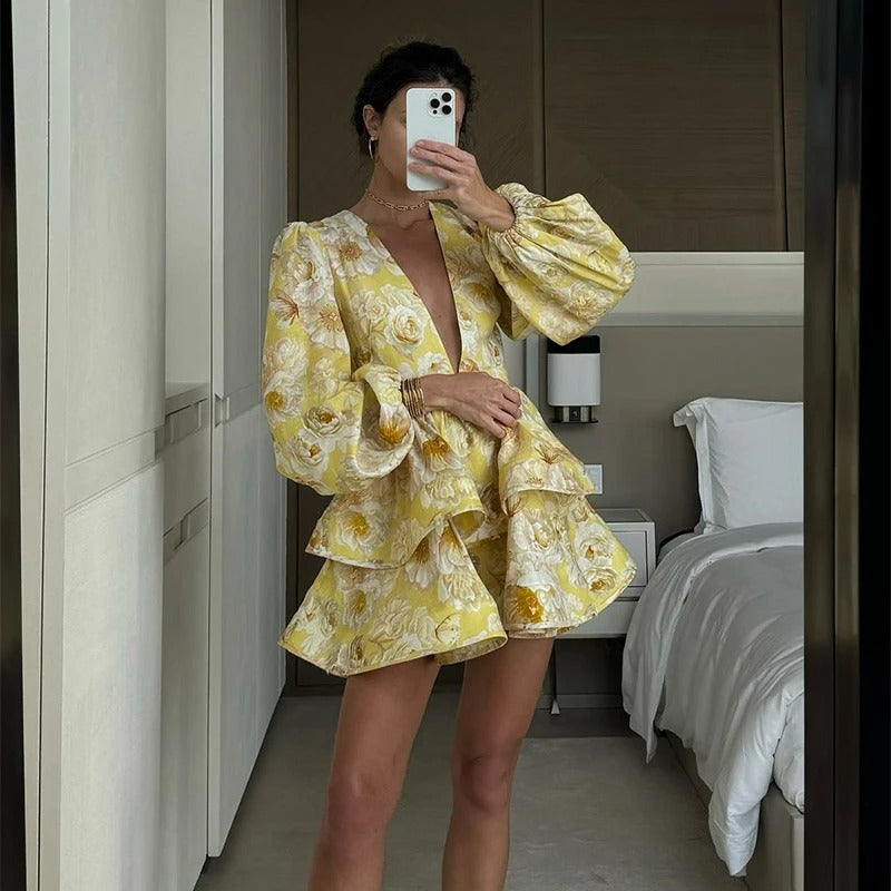 Fashion Print Ruffles Dress