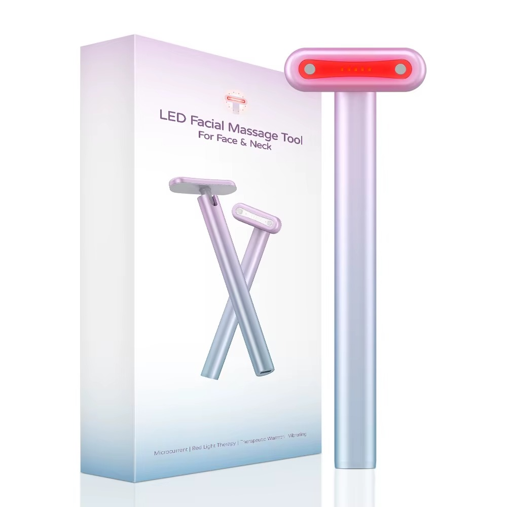 LED Facial Massage Tool for Face & Neck – Anti-Aging | Lifting | Red Light Therapy | Vibration & Warmth