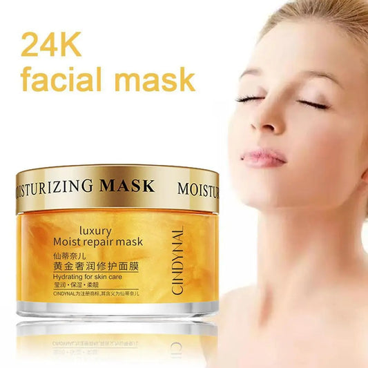 24K Gold Collagen Moisturizing Face Mask – Anti-Wrinkle, Brightening & Firming Cream