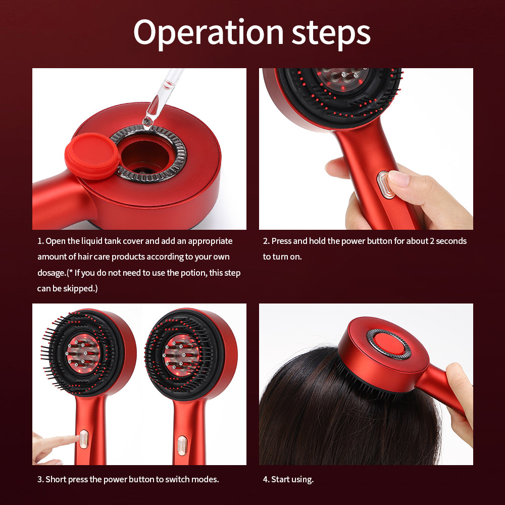 Multifunctional Electric Scalp Massager Comb – Red Light Therapy, Hair Care & Relaxation Tool