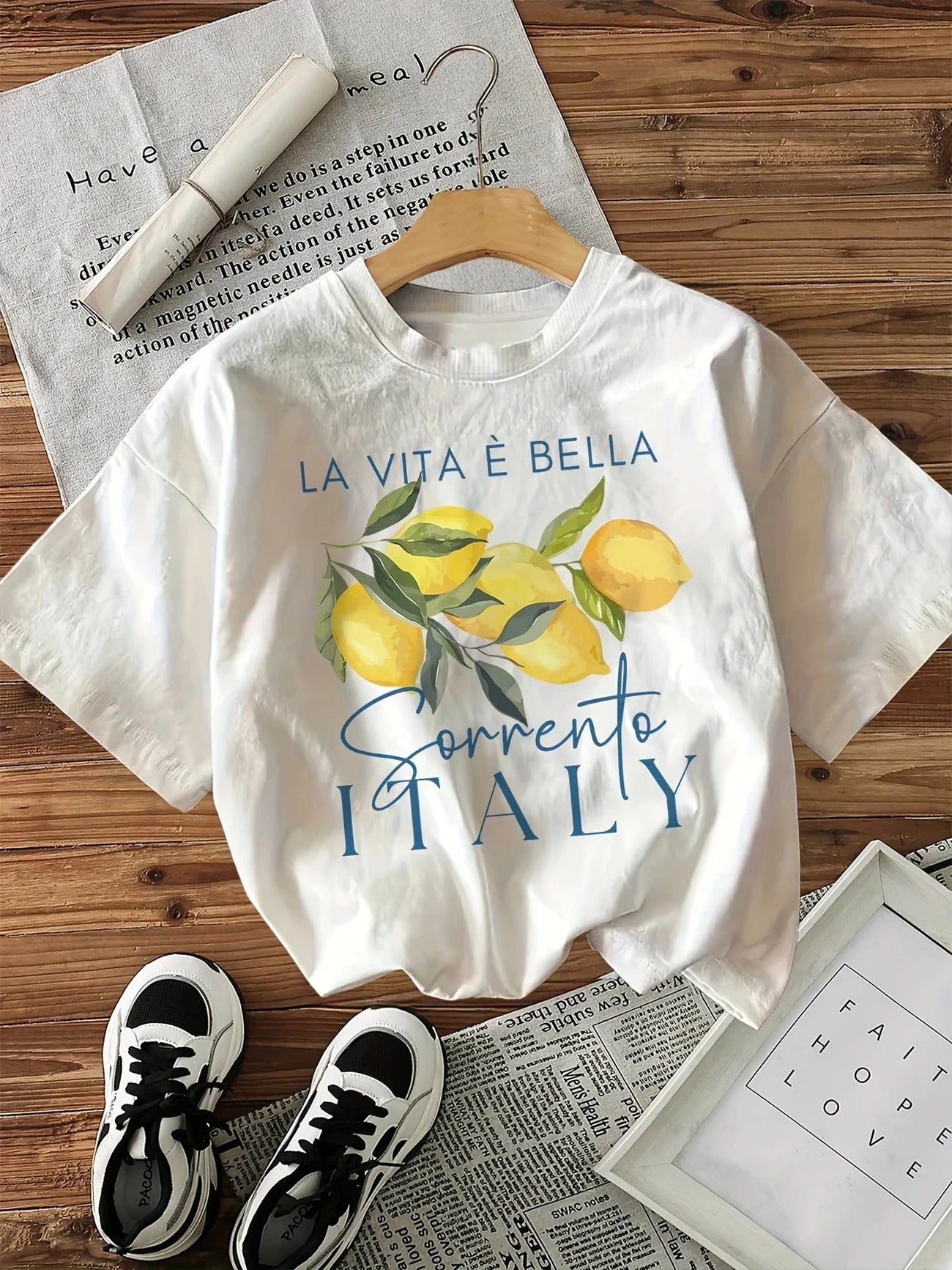 La Vita è Bella" Lemon Graphic Tee – 100% Cotton Casual T-Shirt