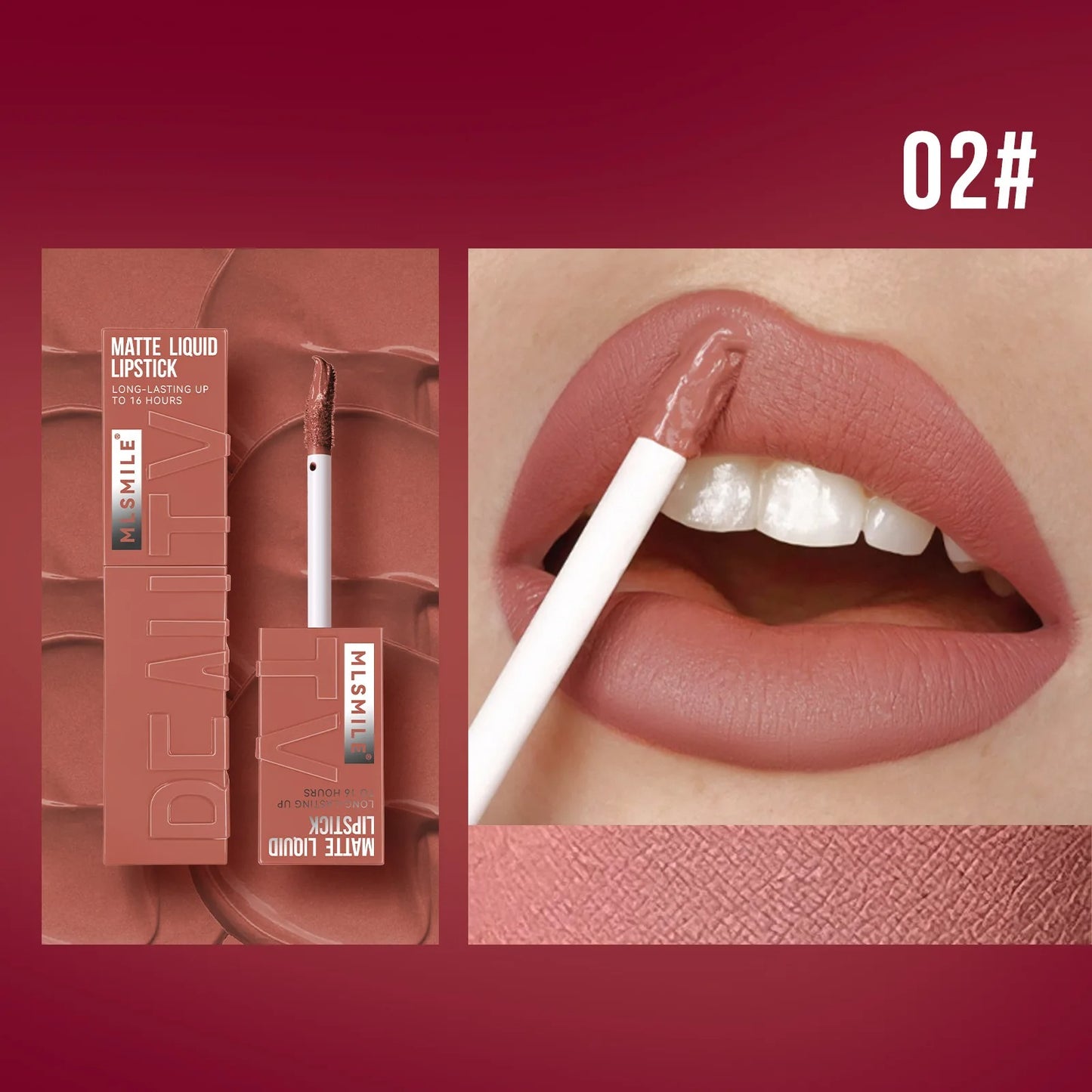 MLSMILE Matte Liquid Lipstick – Long-Lasting, Waterproof, Non-Stick Cup (6 Colors)
