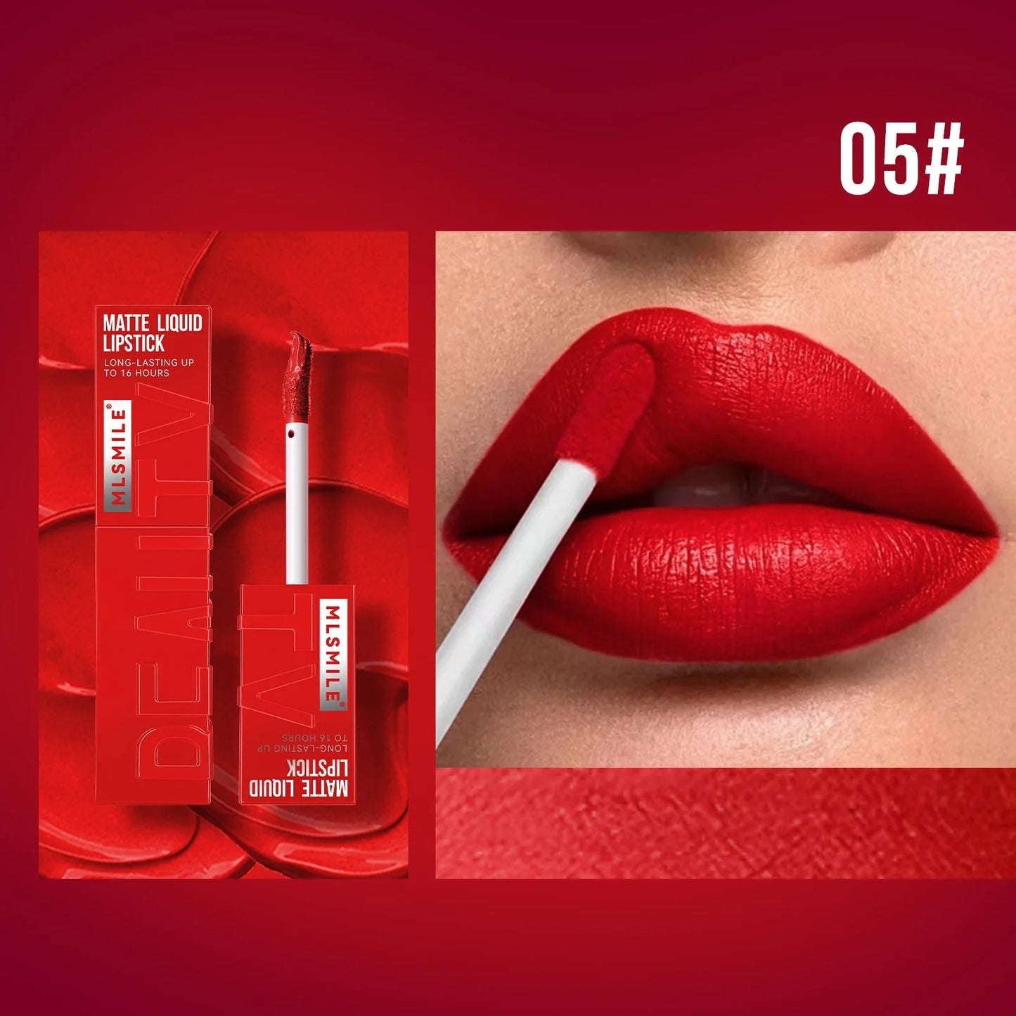 MLSMILE Matte Liquid Lipstick – Long-Lasting, Waterproof, Non-Stick Cup (6 Colors)