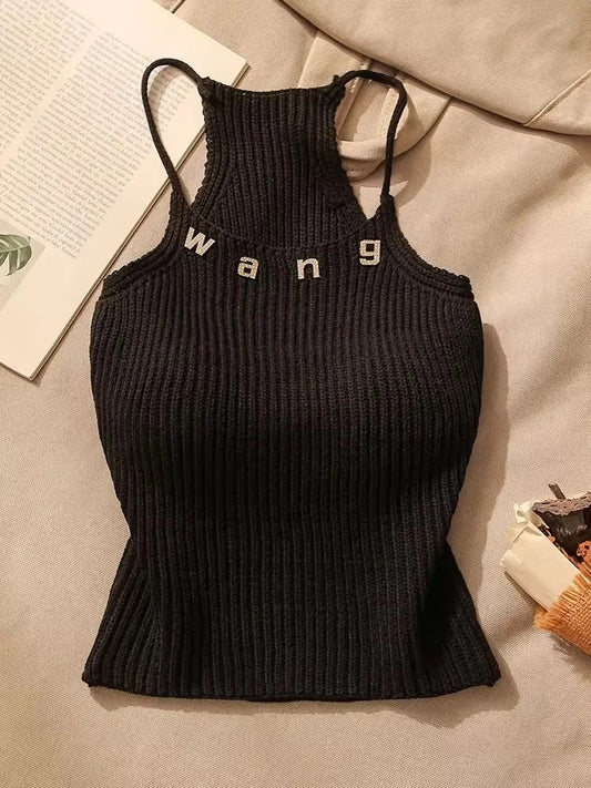 Rhinestone Ribbed Knit Crop Tank