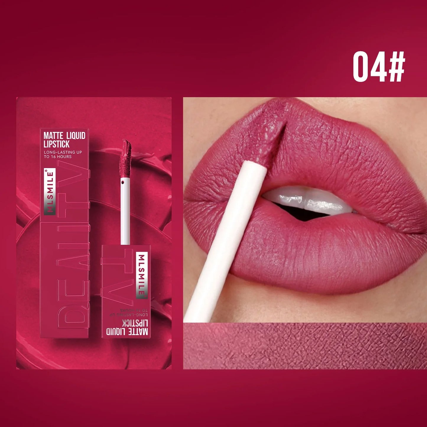 MLSMILE Matte Liquid Lipstick – Long-Lasting, Waterproof, Non-Stick Cup (6 Colors)