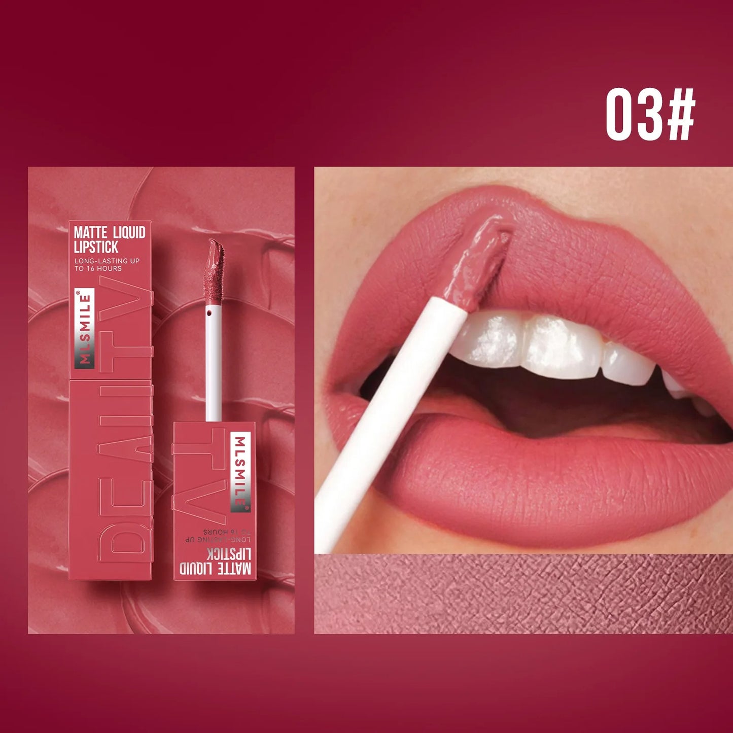 MLSMILE Matte Liquid Lipstick – Long-Lasting, Waterproof, Non-Stick Cup (6 Colors)