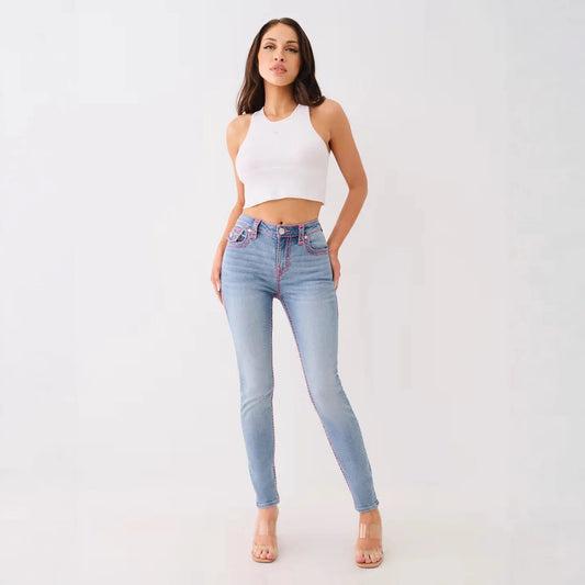 Jennie Mid Rise Super T Skinny Jeans – Embroidered High Street Denim