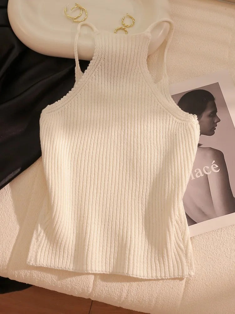 Rhinestone Ribbed Knit Crop Tank