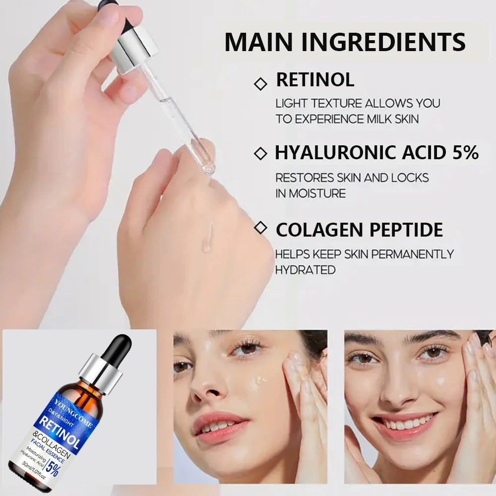 Retinol & Collagen Day & Night Skincare Set – Face Cream & Facial Essence (Buy Separately or as a Set)