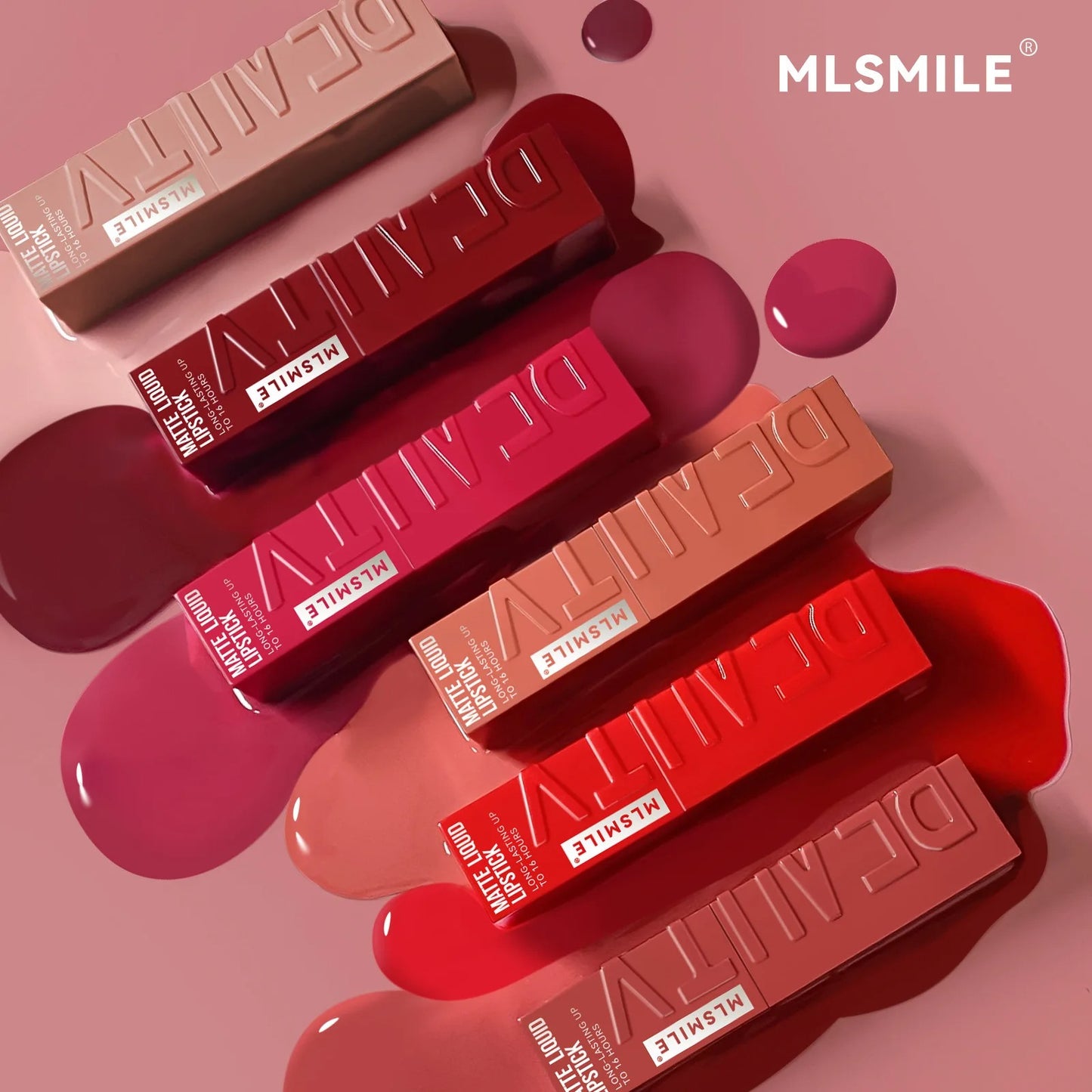 MLSMILE Matte Liquid Lipstick – Long-Lasting, Waterproof, Non-Stick Cup (6 Colors)