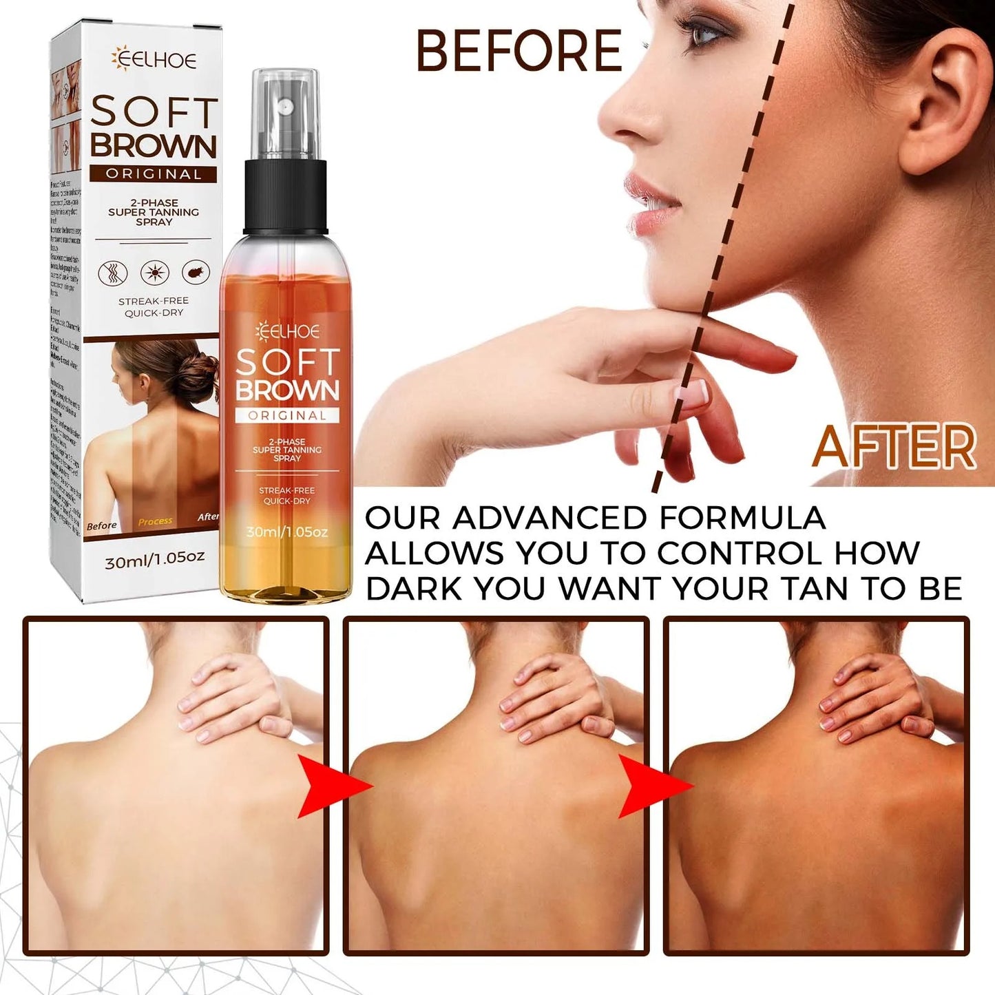 Soft Brown 2-Phase Tanning Spray – Natural Bronze Glow Without the Sun!