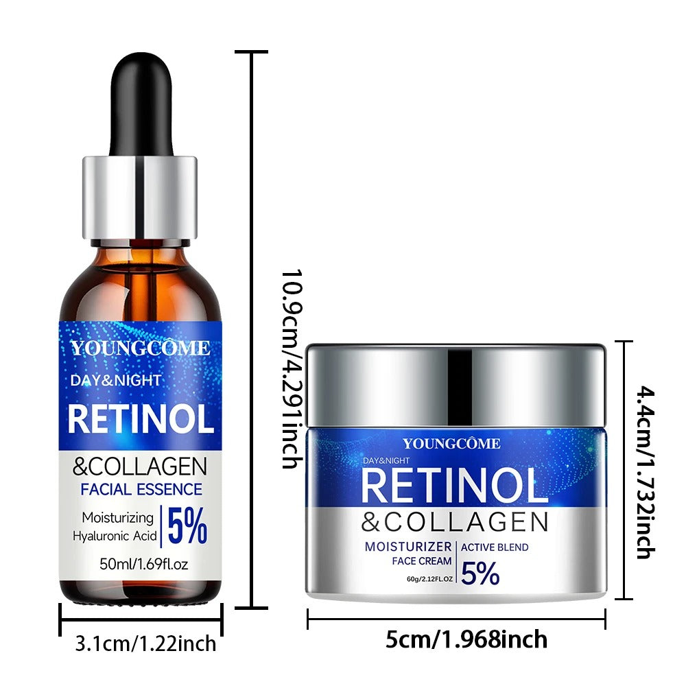 Retinol & Collagen Day & Night Skincare Set – Face Cream & Facial Essence (Buy Separately or as a Set)
