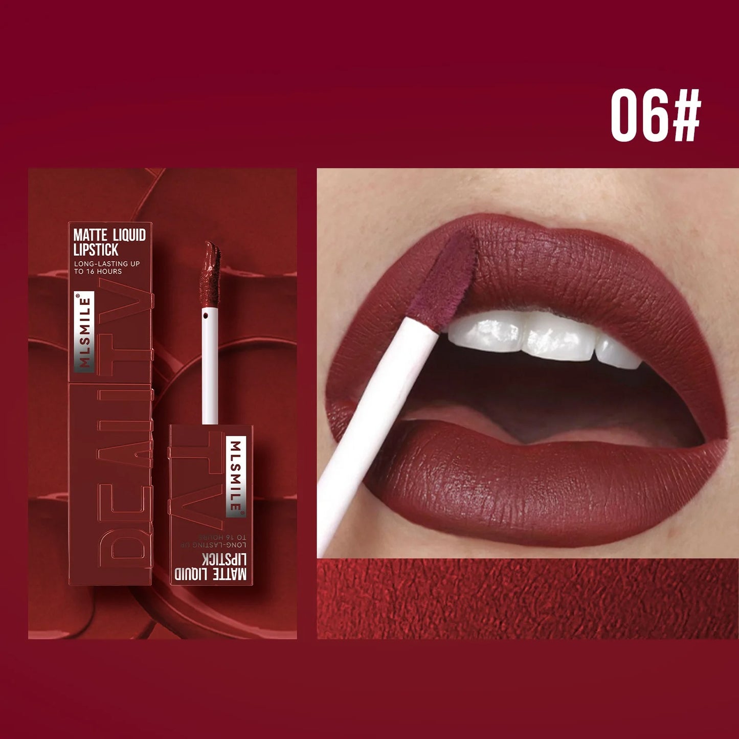 MLSMILE Matte Liquid Lipstick – Long-Lasting, Waterproof, Non-Stick Cup (6 Colors)