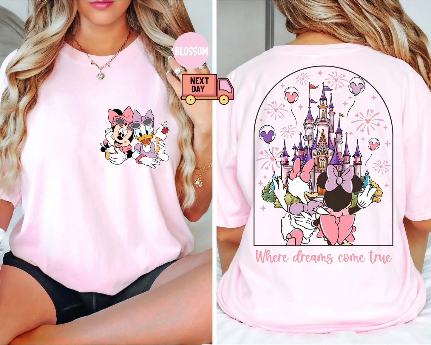 Disney Minnie & Daisy “Where Dreams Come True” Summer Cotton T-Shirt – Casual Girly Tee
