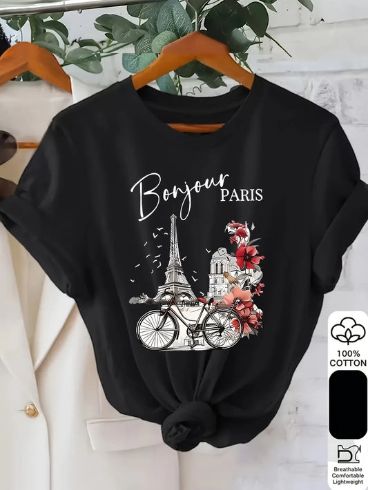 Bonjour Paris – 100% Cotton Casual T-Shirt