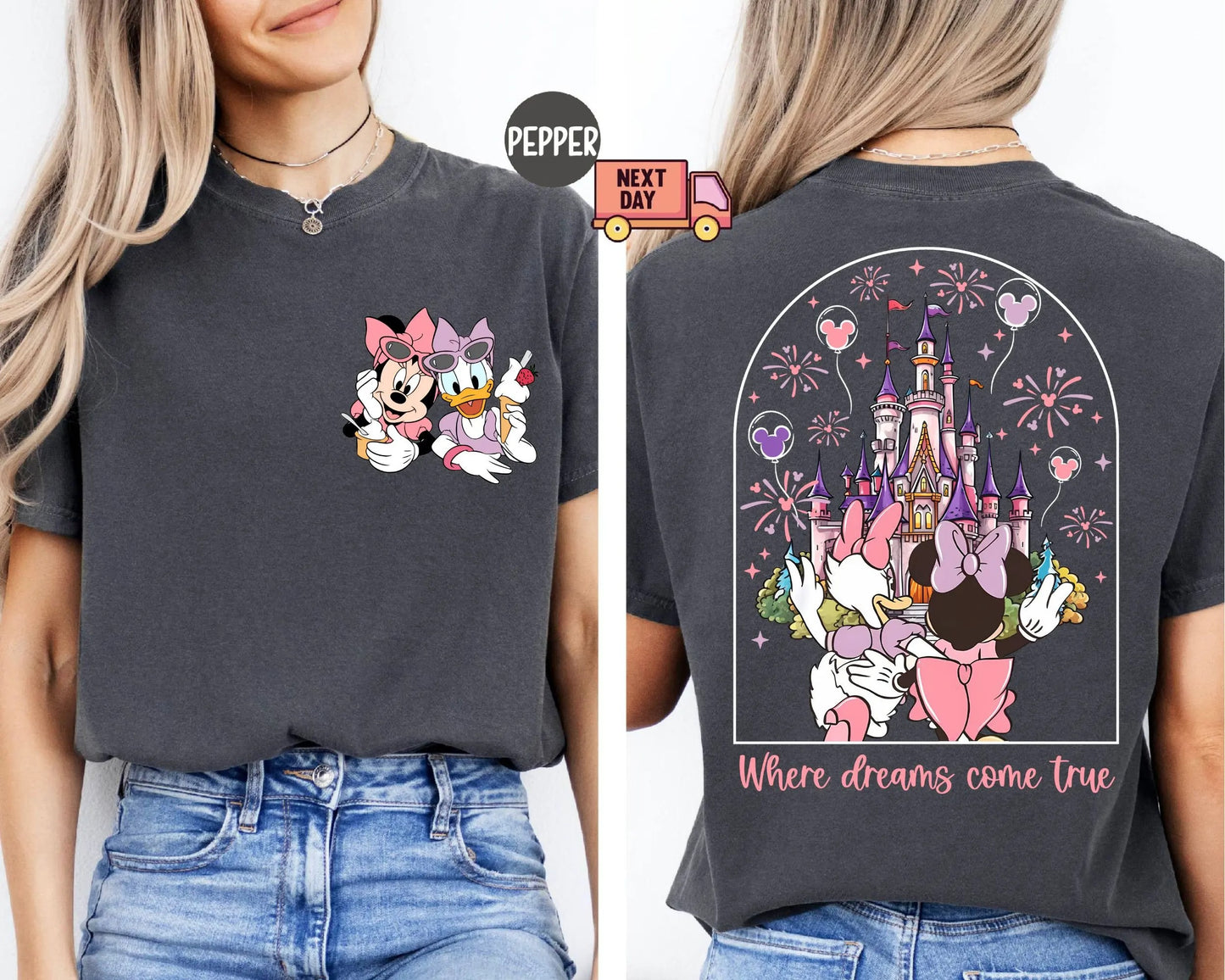Disney Minnie & Daisy “Where Dreams Come True” Summer Cotton T-Shirt – Casual Girly Tee