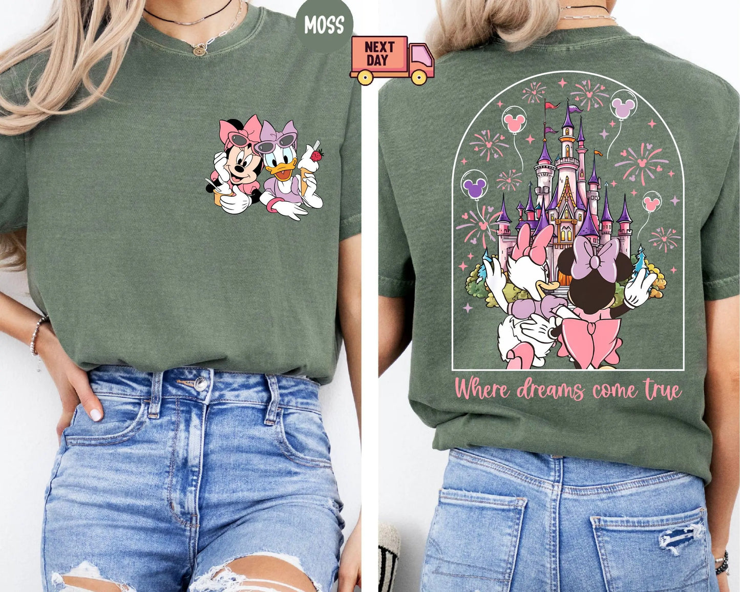 Disney Minnie & Daisy “Where Dreams Come True” Summer Cotton T-Shirt – Casual Girly Tee